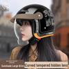 Junhao Electric Motorcycle Helmet with Hidden Lens - Unisex DOT-Certified Retro Harley Style