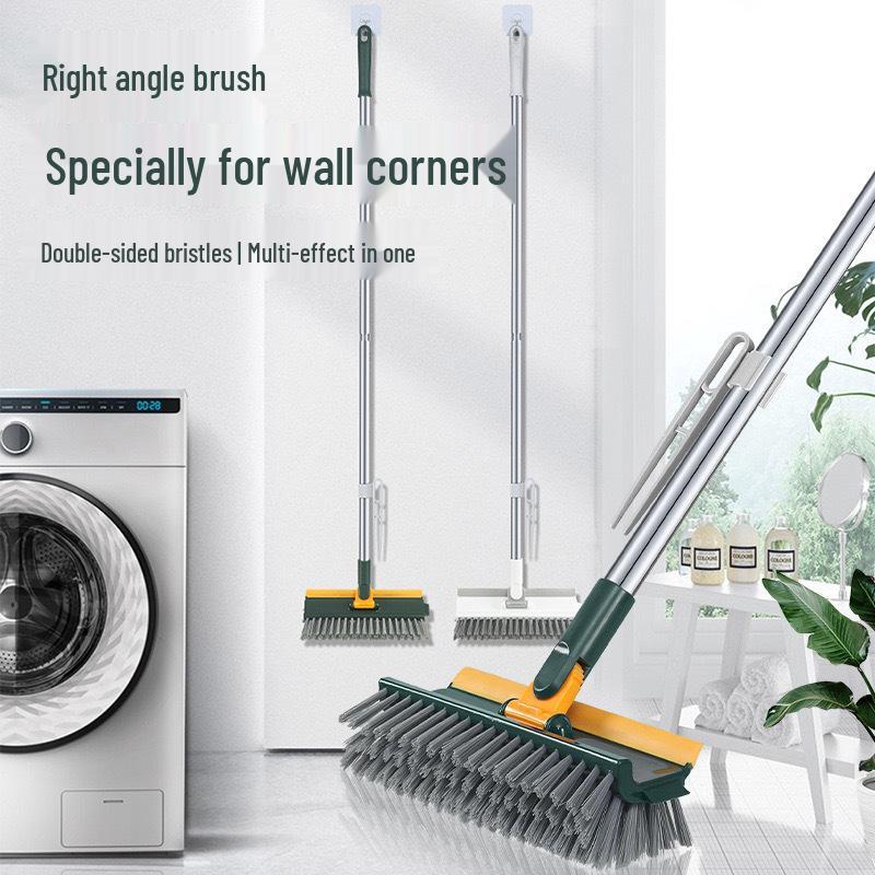 Rotatable Hard Bristle Bathroom Floor Scrubbing Brush for No-Gap Cleaning