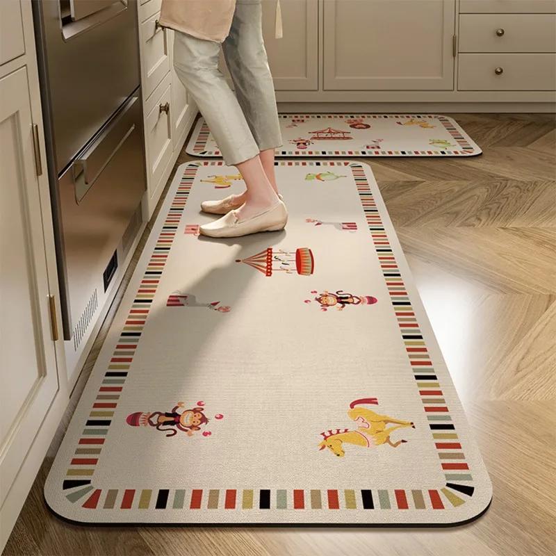 Cartoon Non-slip Floor Mat, Water-Absorbent, Absorbent Foot Mats, Non-slip Area Rug, Quick-Drying, Home Decoration, Kitchen
