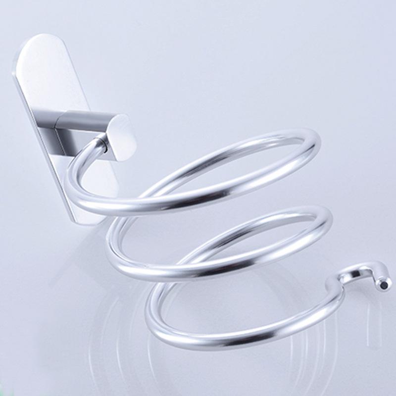 Space Aluminum Wall-Mounted Hair Dryer Holder - Punch-Free Bathroom Storage Rack