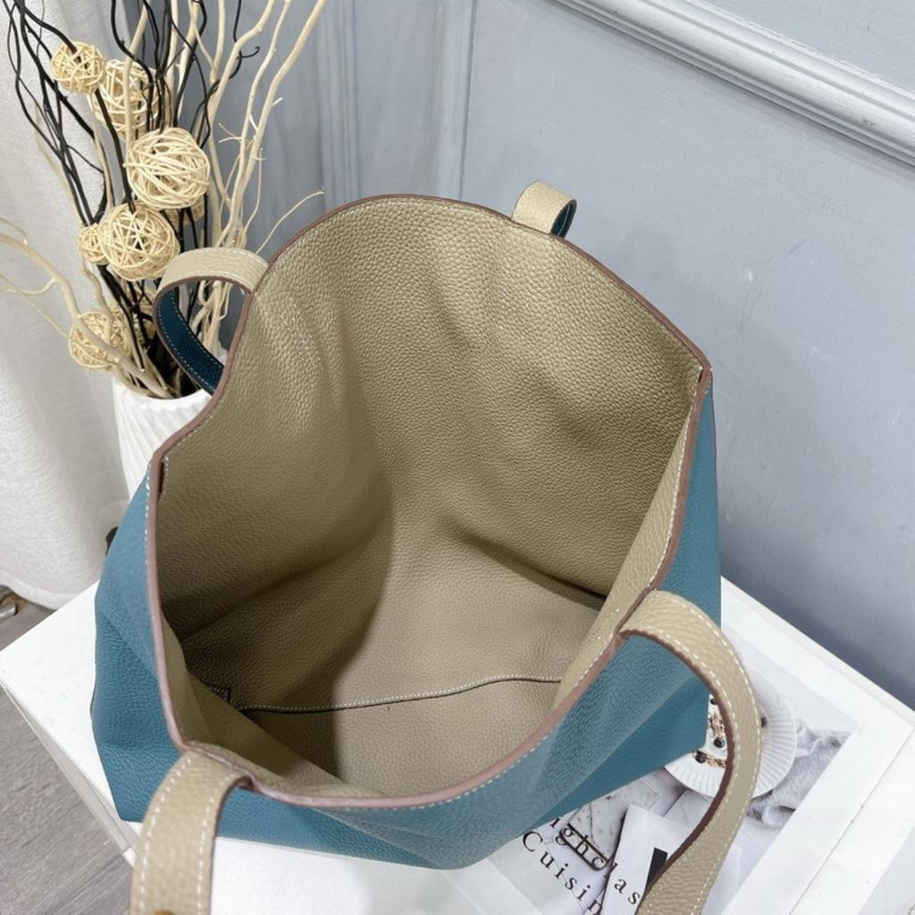 2026 New Guangzhou Factory Double-sided Leather Shopping Bag First Layer Cowhide Tote Bag Genuine Leather Women's Bag Mommy Big Bag