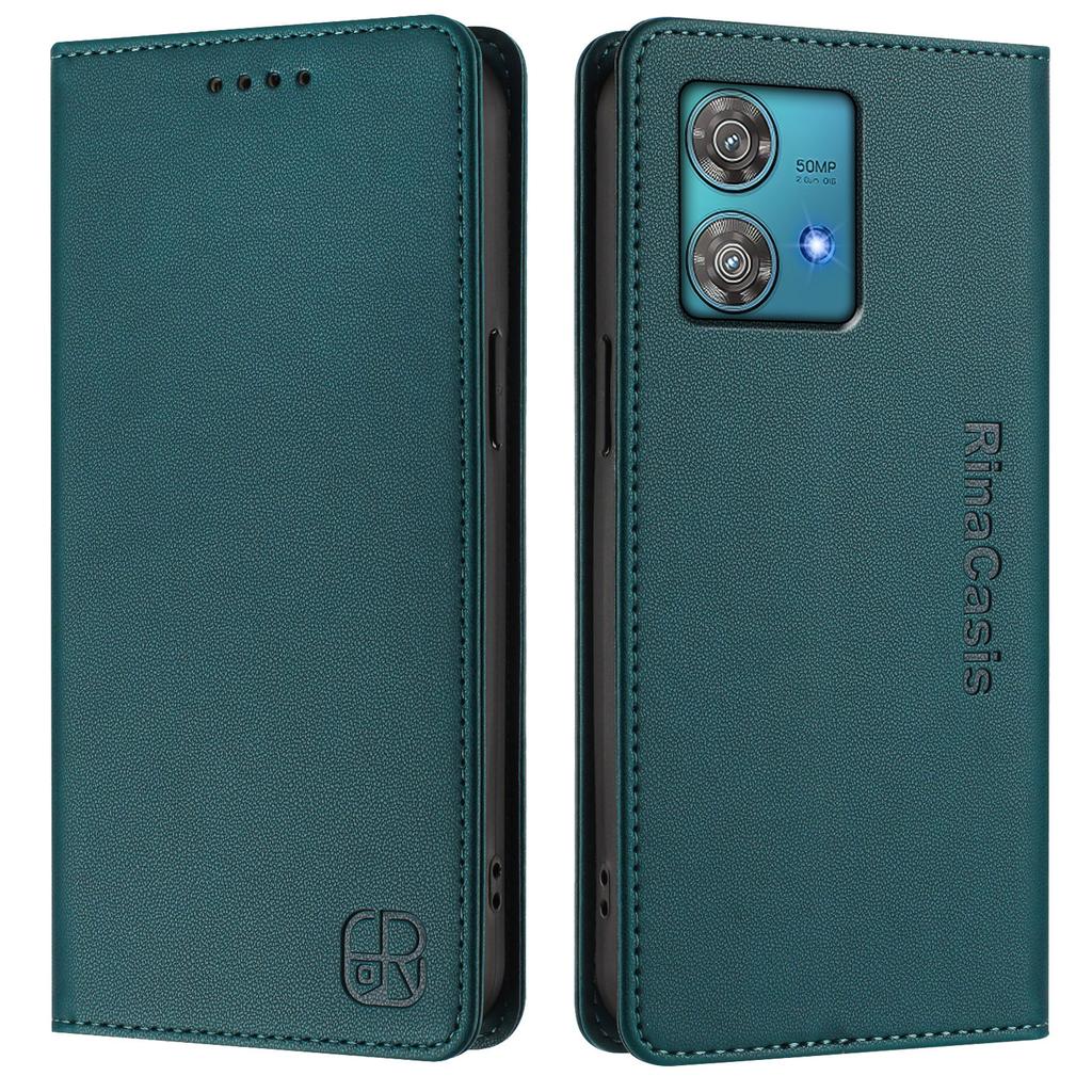 For Motorola Edge 40 Neo 5G Leather Case RINACASIS RC01 Phone Cover with RFID Blocking Wallet Stand