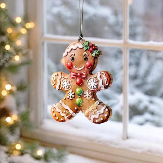 Gingerbread Man Hanging Ornaments 12/24/36Pcs Christmas Outdoor Decorations, Ornaments, 2D Double Sided Traditional Holiday Tree Decor Xmas for Office