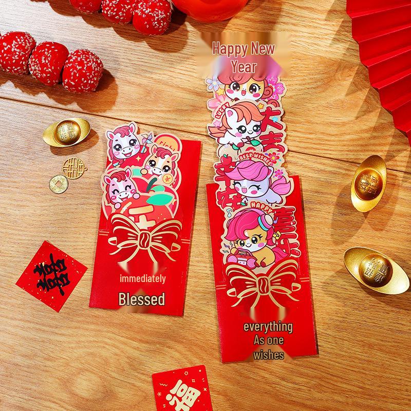 

3D Year of the Horse Large Red Envelope: Creative Cartoon Design for Spring Festival & New Year Lucky Money