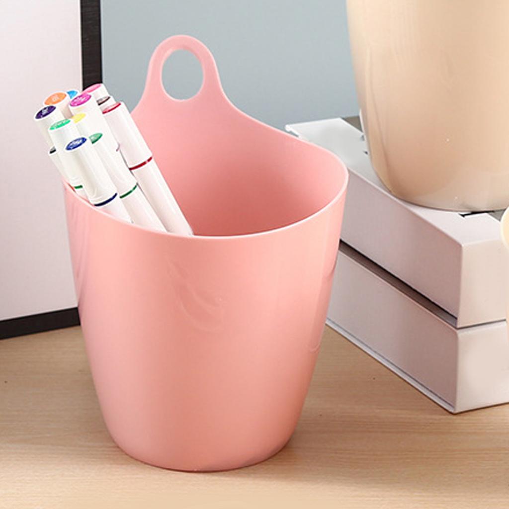 Hanging Trash Can Mini Multifunctional Space Saving Plastic Hanging Storage Bucket for Desktop