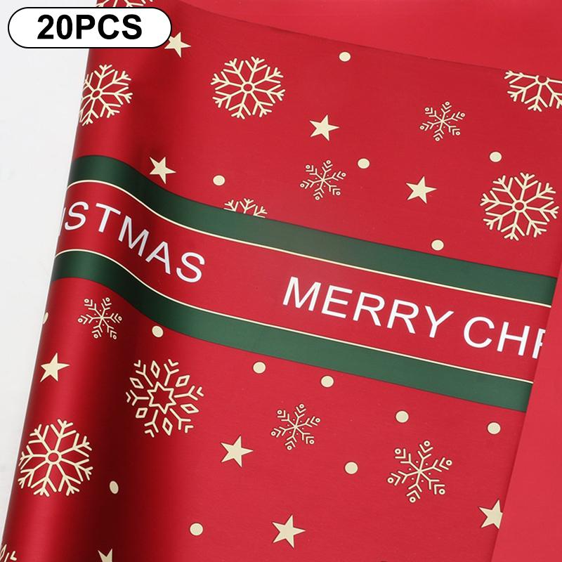 20-Count 57*57cm Flower Wrapping Papers for DIY Xmas Bouquet Packaging, Waterproof Xmas Gift Wraps