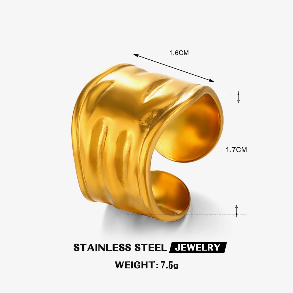 LATS Multiple Styles Stainless Steel Geometric Texture Wide Rings for Women Men Irregular Gold Wedding Ring Punk Jewelry