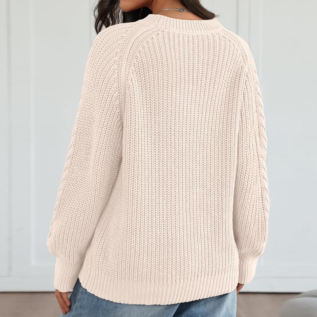 Damen einfarbiger Pullover, Damen Rundhals Langarm Pullover, Strickpullover-Oberteil