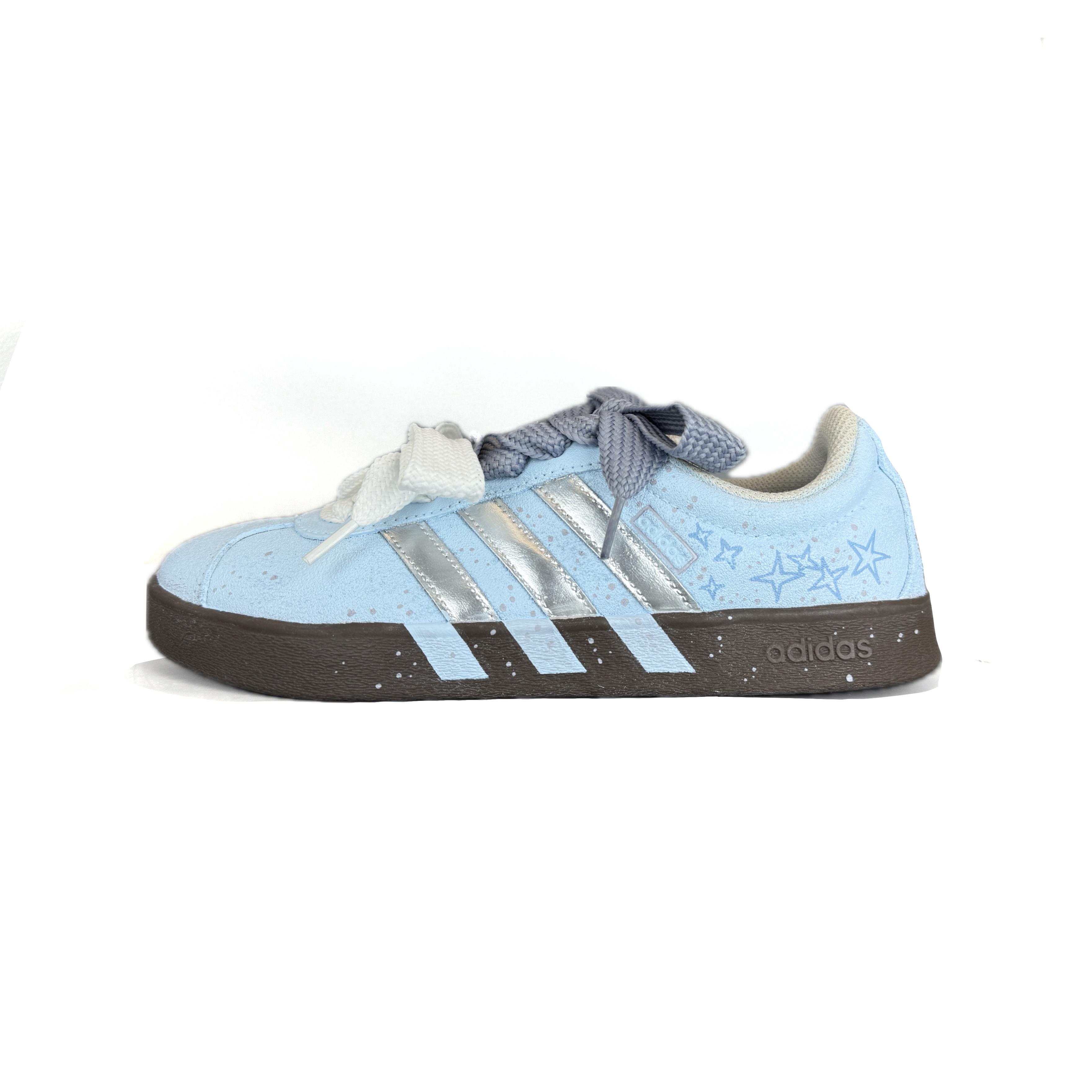 

Adidas VL COURT 2.0 Cushioning, Wear Resistant Low top Skateboard Shoes Unisex Blue Silver HQ1802(Team502-) 38