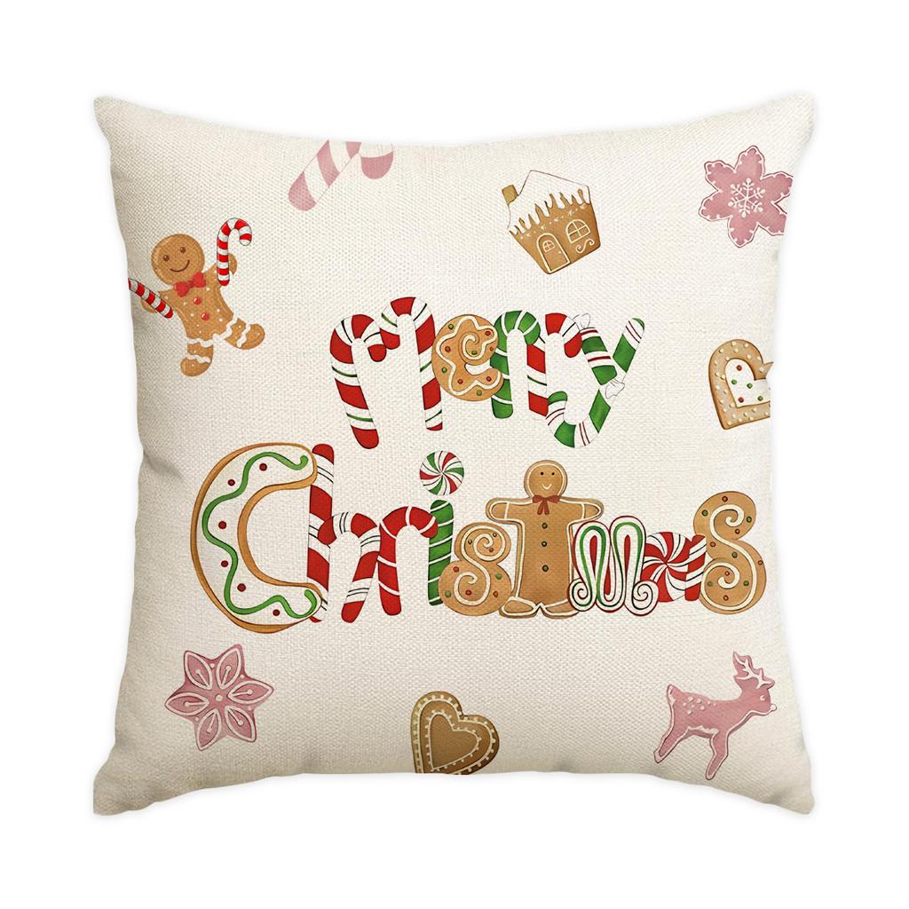 1/4 Peças Fronha de Almofada de Natal, Capa de Almofada Casa de Biscoitos de Gengibre Doce de Cana, Capa de Almofada para Decoração de Casa de Férias de Inverno
