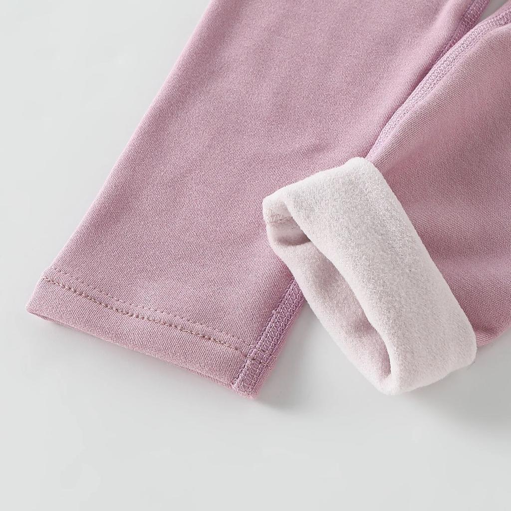 Autumn and Winter Children Solid Color Medium High Waist Thick Leggings Boys and Girls Fleece Warm Casual Pant