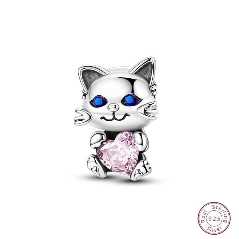 Copper Firefly Cute Cats And Dogs Beaded Pendant Suitable For Original Charms Bracelet Diy Exquisite Women Jewelry