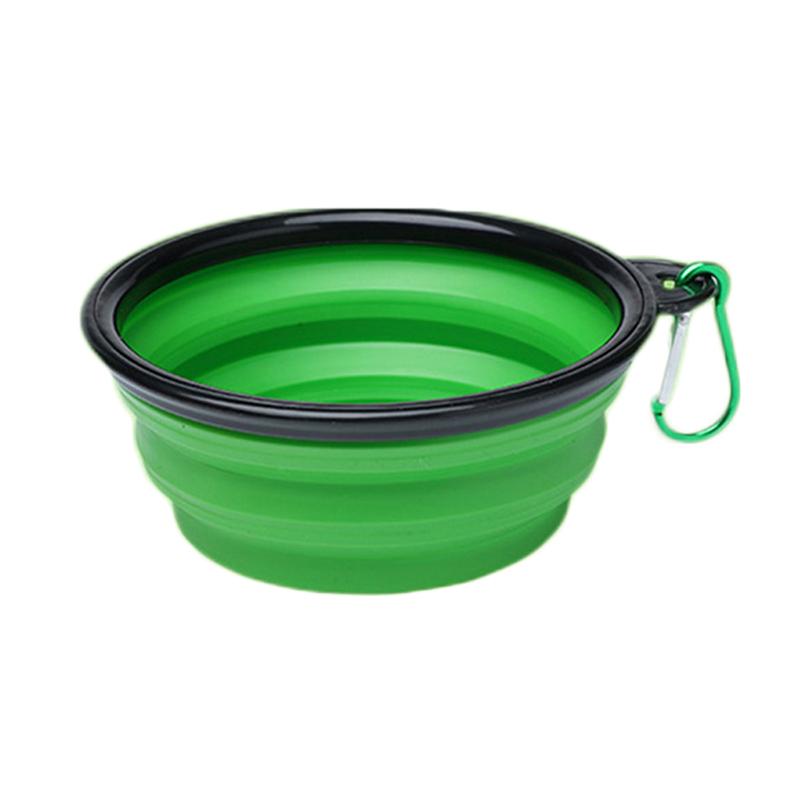 1000ml Collapsible Dog  Folding Silicone Bowl Pet Outdoor Travel Portable Puppy Food Container Feeder With Carabiner