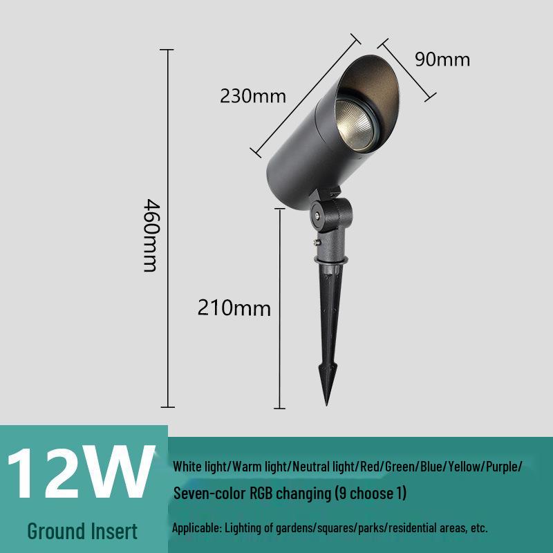 Waterproof Outdoor Tree Spotlight with Garden Ground Plug, Lawn Floodlight for Courtyard Landscapes