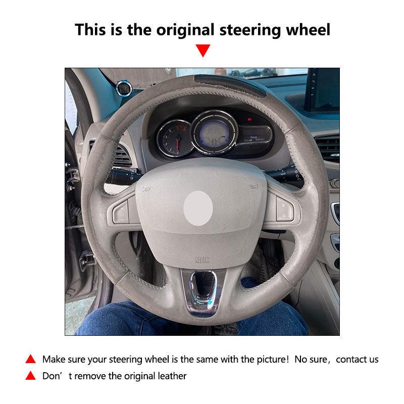For Renault Megane 3 Kangoo 2 Grand Scenic Fluence (ZE) Samsung SM3 Car Steering Wheel Cover Microfiber Leather Protective Trim