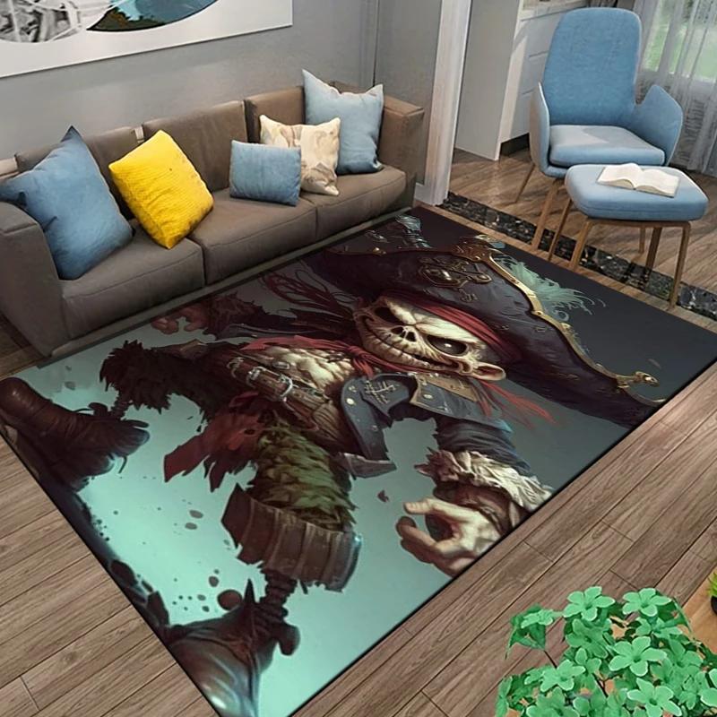 15 Sizes Skeleton Sea Pirate Pattern Rug Carpet for Living Room Bathroom Mat Creative Doormat Carpet for Bedroom Home Decor cool