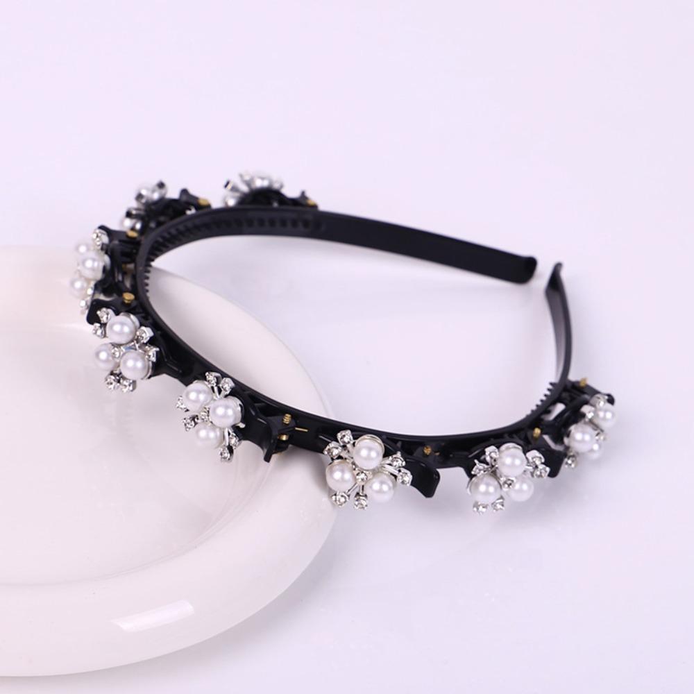 Pearl Lazy Girls Hair Braider Hair Hoops Flower Hair Toothed Headband  Hair Styling Accessory