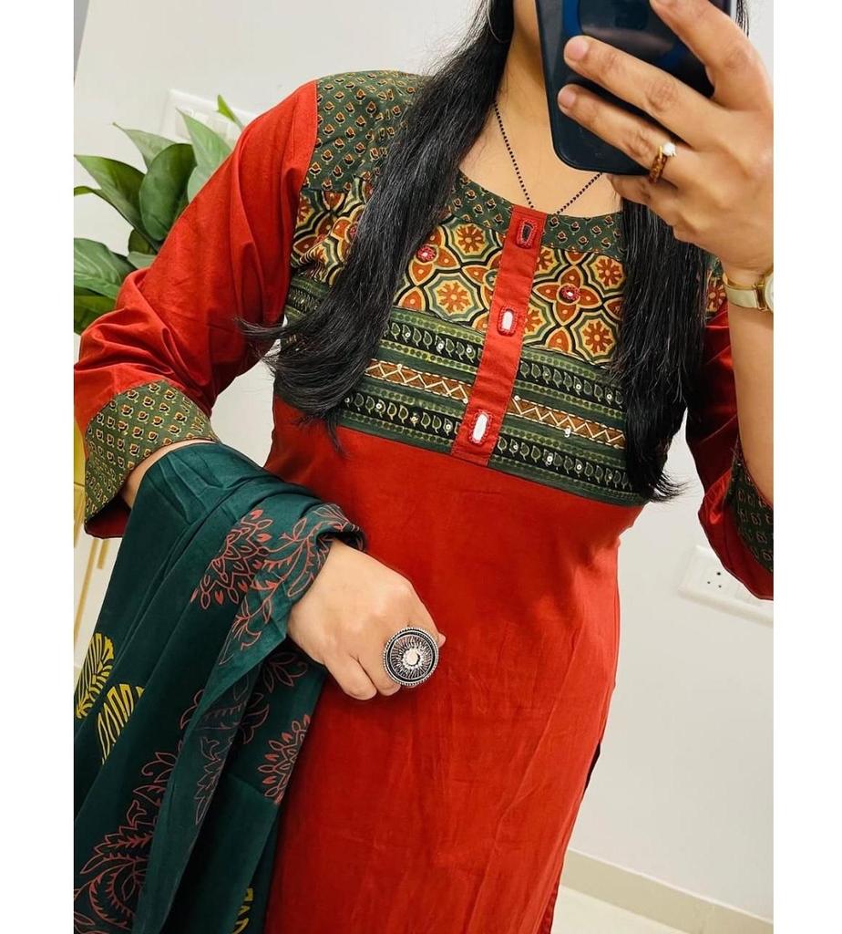 Women Designer Party Wear Kurta Pant Dupatta Set Indian Bollywood Cotton Salwar Suit