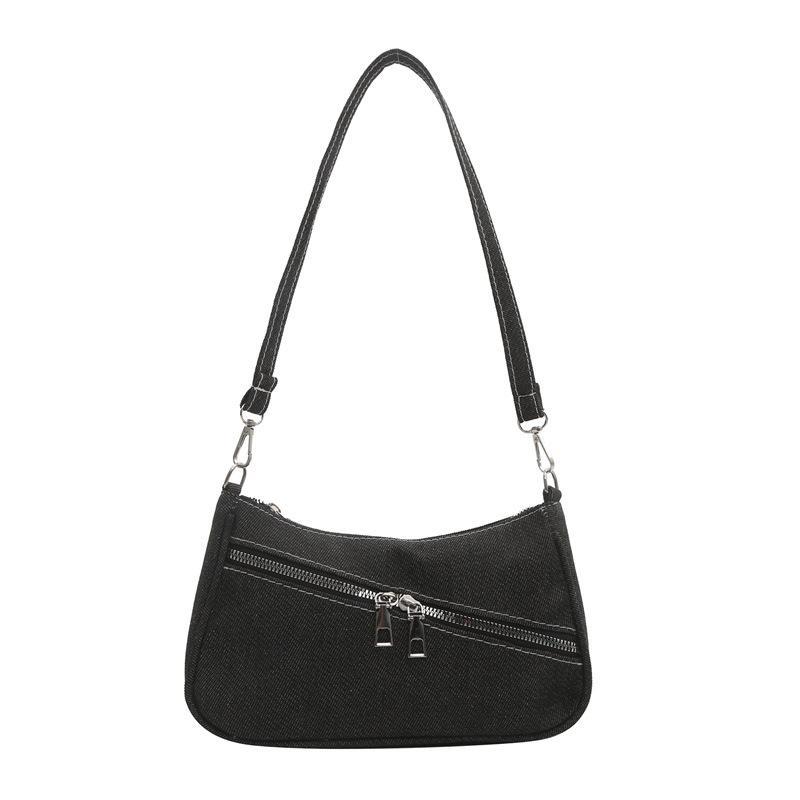 Korean Version Denim Underarm Bag 2025 Summer New Personality Trendy Flu Locomotive Style Shoulder Bag Foreign Style Small Square Bag