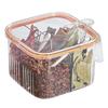 4 Grid Clear Seasoning Box Kitchen Spice Pot Condiments Storage Container with Cover and Spoon Transparent and Orange