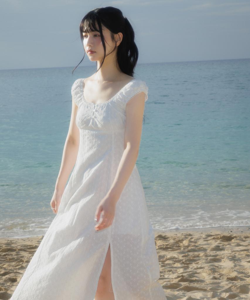 Rose Franz Floral Lace Slim Long Dress [Ivory]