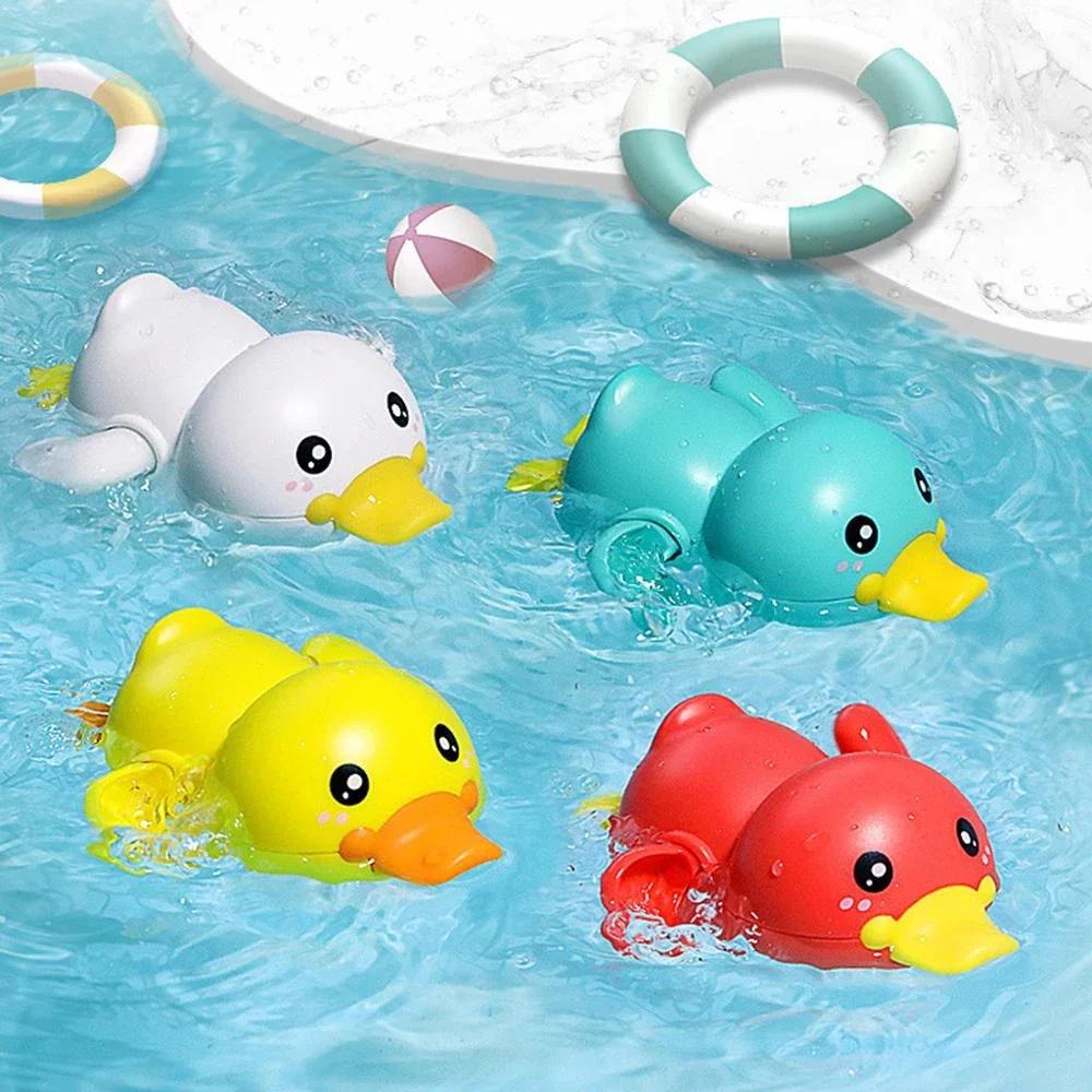 Baby Bath Bathroom Shower Clockwork Swimming Children Play Water Cute Little Duck Kid Bathroom Bathing Bathtub Floating Toys