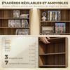 CD/DVD Storage Unit, 8 Compartments, 6 Adjustable Shelves, 360 CDs / 185 DVDs, Walnut