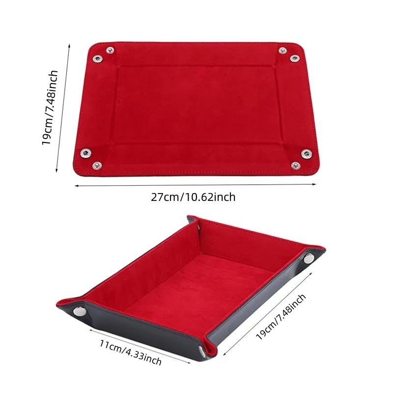 Practical 1pc Rectangle Storage Tray PU Leather Velvet Folding Dice Table Games Key Wallet Coin Organizer Trays Sundries Serving