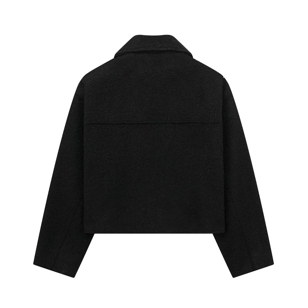 Women's Solid Color Fashionable Soft Woolen Short Jacket Jacket