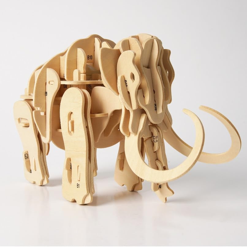 Tsukurundesu® Battery-Operated 3D Wooden Puzzle Dinosaur Series (Mammoth) with Japanese Instructions