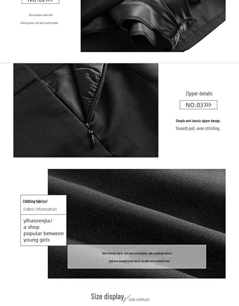 Autumn 2025 Women's Petite Black High-Waisted Bodycon Midi Skirt