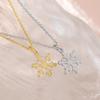 Elegante Schneeflocken-Anhänger-Halskette, vergoldet – Glatte & Glänzende Schlüsselbein-Kette