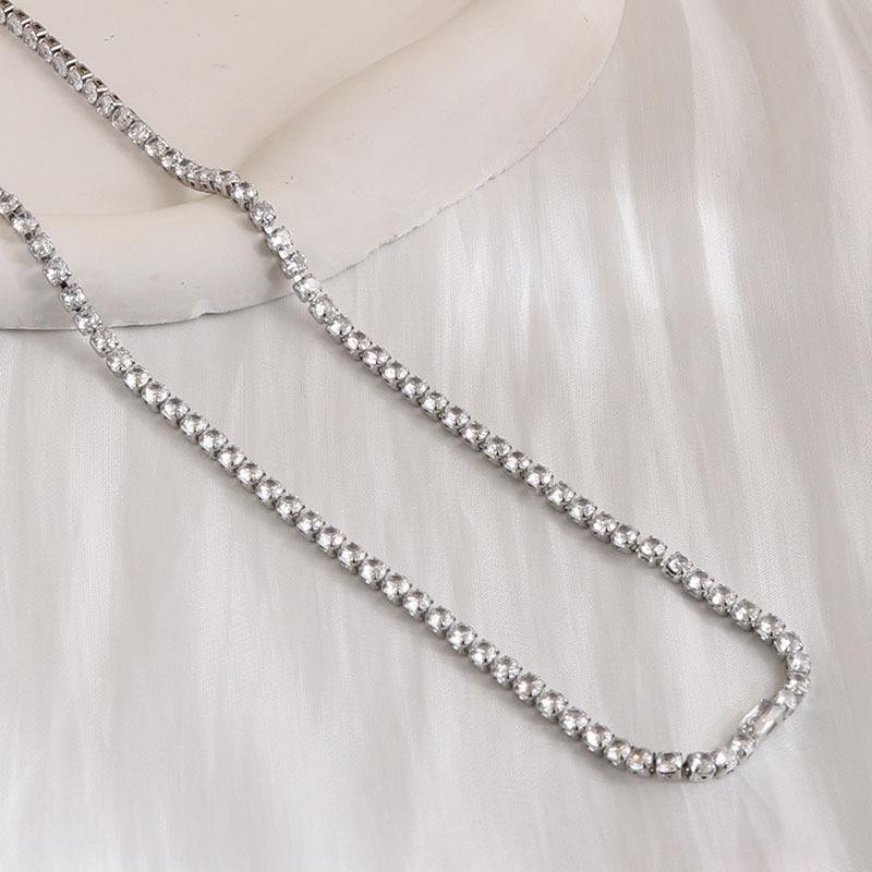 European and American Simple Temperament Stainless Steel Diamond Necklace Women's Retro Fashion Simple Neck Chain Collarbone Chain Collar Necklace