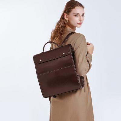 Pravá kůže Retro Business Bag Batoh Dámská móda Jednoduchá Velkokapacitní taška Počítačový batoh