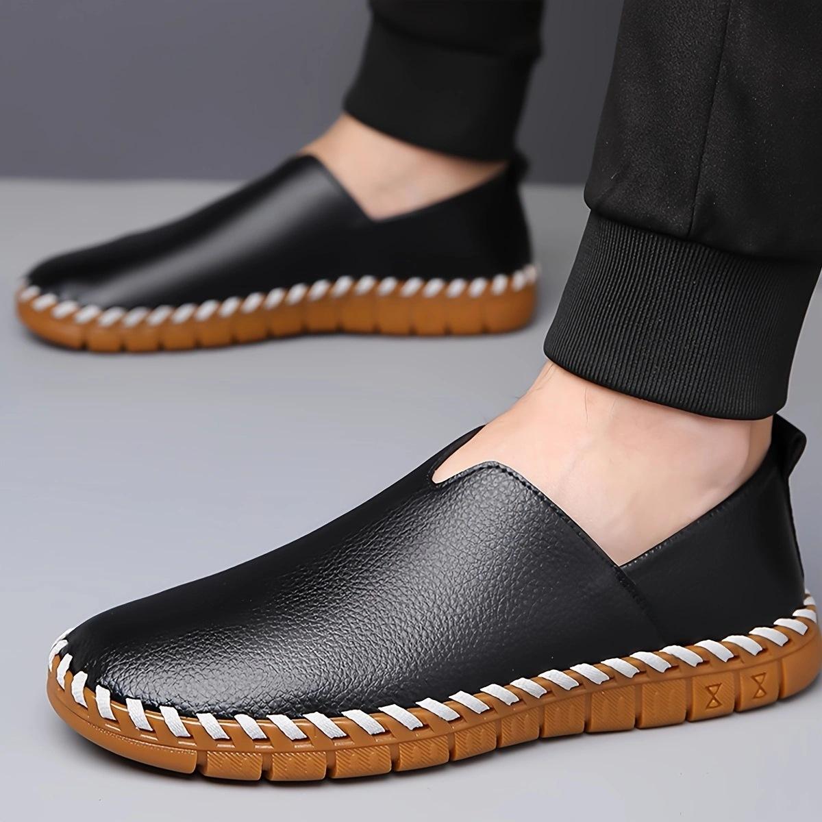 

New men s casual leather shoes New one-pedal men s shoes Soft sole Non-slip comfortable breathable versatile trendy shoes 44 чорний