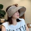 Wide Brim Summer Sun Hats Anti-UV Sun Protection Cap Fashion Stripe Empty Top Hat  Camping