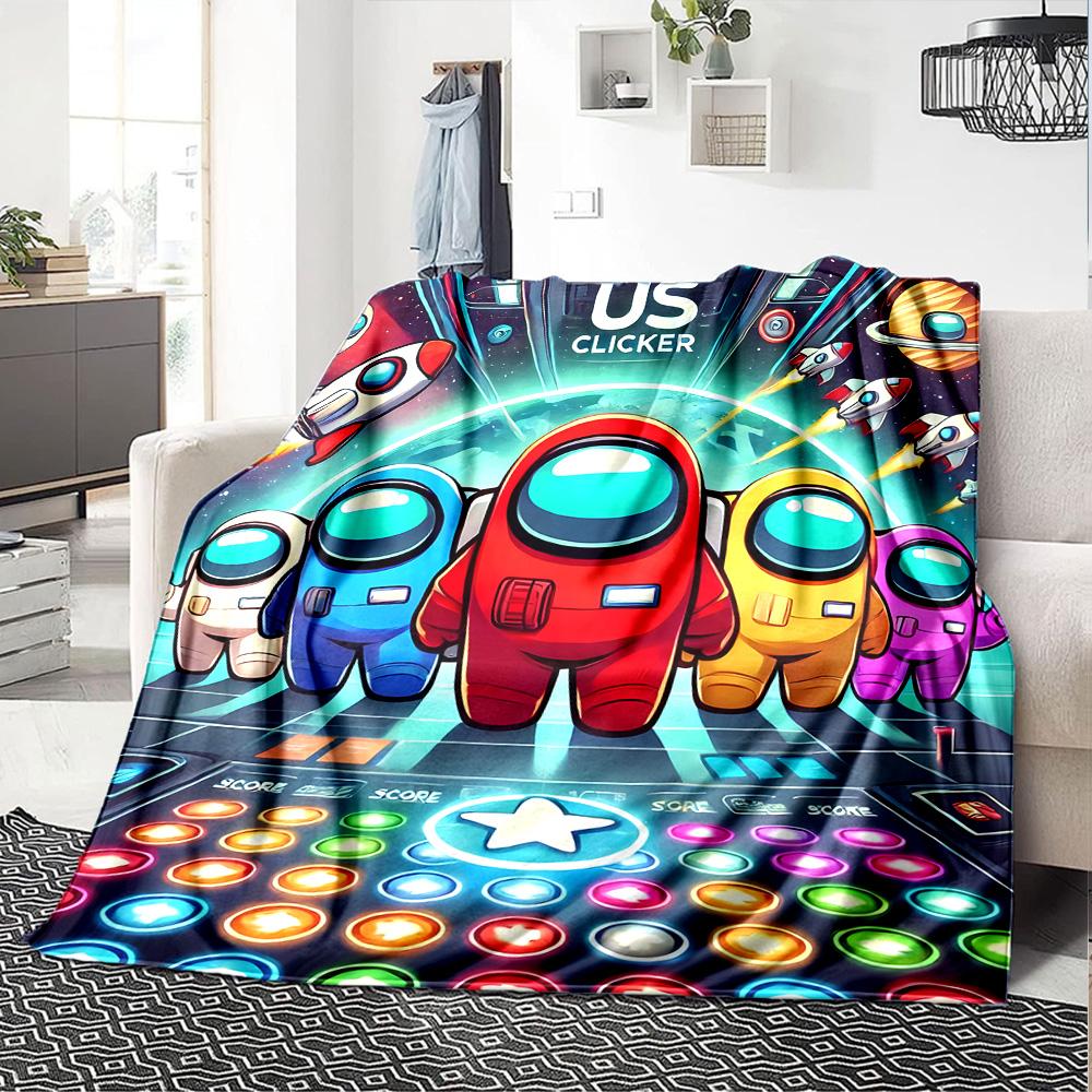 1pc Blanket - Among Us Print Design,Lightweight Blanket for Sofa,Bed- Soft &Warm,Gift for All Seasons