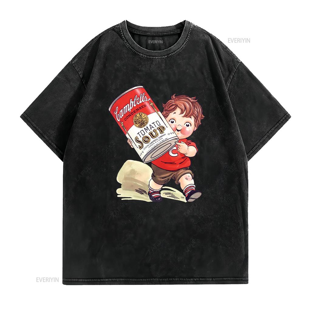 Campbell Suppe Kinderessen Maskottchen T-Shirt vintage Gewaschen Grafik Bequem Stilvoll Dehnbar Weich Herren Designer Kleidung Lässig