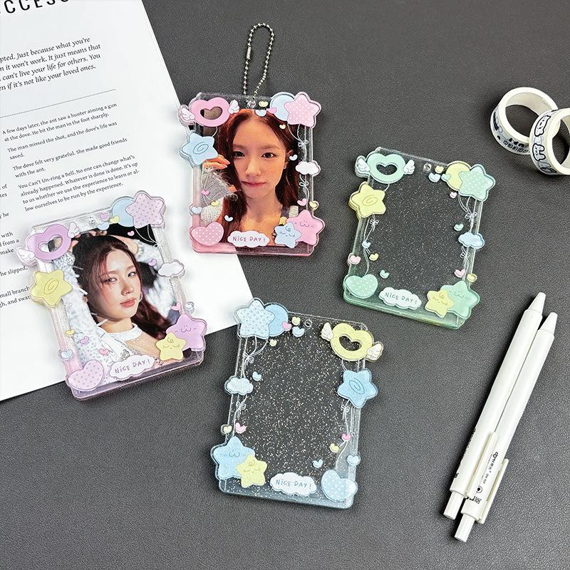 Portacarte Acrilico Glitterato Stile Coreano per Esporre Photo Card e Polaroid da Tre Pollici