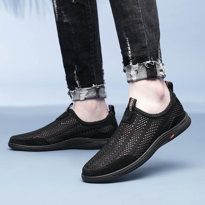 Summer Flats Men's Casual Shoes Breathable Mesh Men's Shoes Outdoor Men Loafers Non-slip Sneakers Light Driving Shoes
