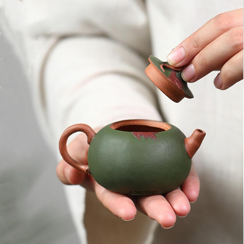 90ml Yixing Purple Clay Teapots Small Capacity Handmade Pumpkin Shape Tea Pot Kettle Chinese Raw Ore Zisha Tea Set Teaware