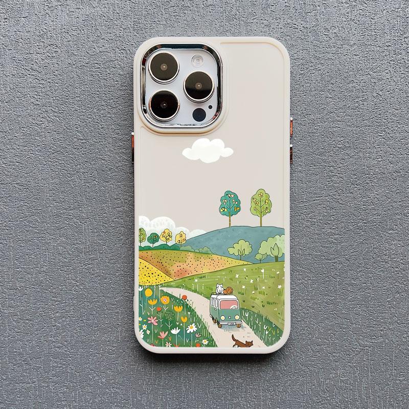 Flower Tree Kitten Silicone Phone Case For iPhone 12 11 Pro Max 16 15 14 13 Pro Max Plus X XR XS 7 8 Plus SE2 Shockproof Covers