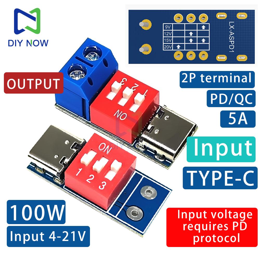 PD Fast Charging Test Board 5-20V Adjustable PD Trigger Board Module USB Type-C 100W Voltage Connetor Power Supply Accessories