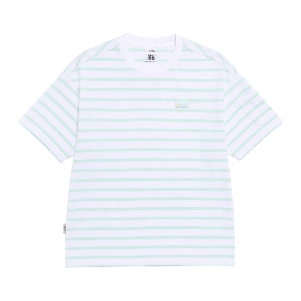 National Geographic N262Uts030 Striped Semi-Overfit Pocket Short Sleeve T-Shirt Mint