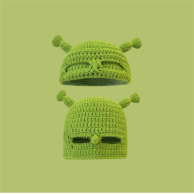 JYL TS DIY Shrek Knit Hat Unisex Winter Long Braid Green Beanie Hat Acrylic