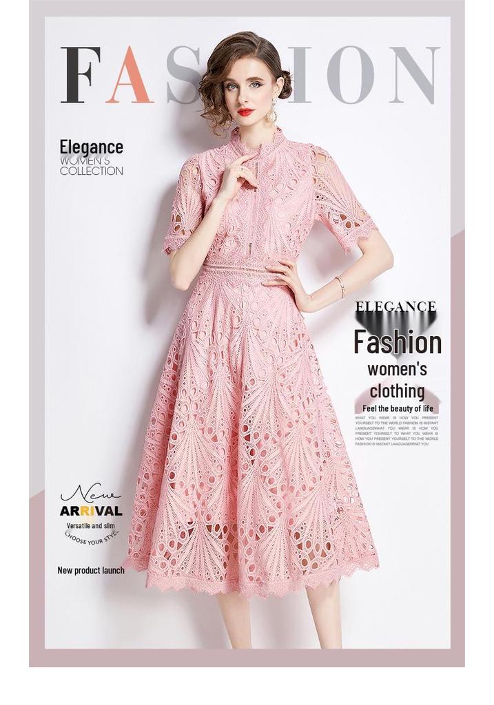 Noblewoman Lace Summer Dress: Elegant Crochet Embroidery for a Lady-like Temperament
