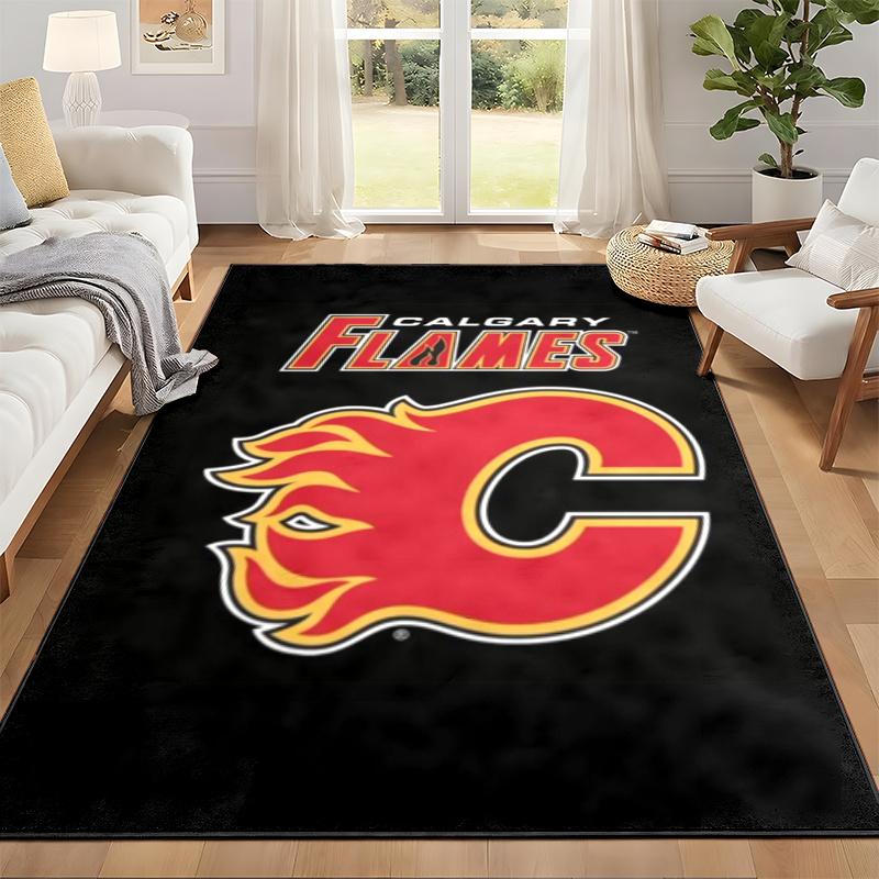 Calgary Flames Carpet Door Mat for Living Room or Bedroom Protective Mat Under Chair Office Decoration Christmas Gift Birthday Present