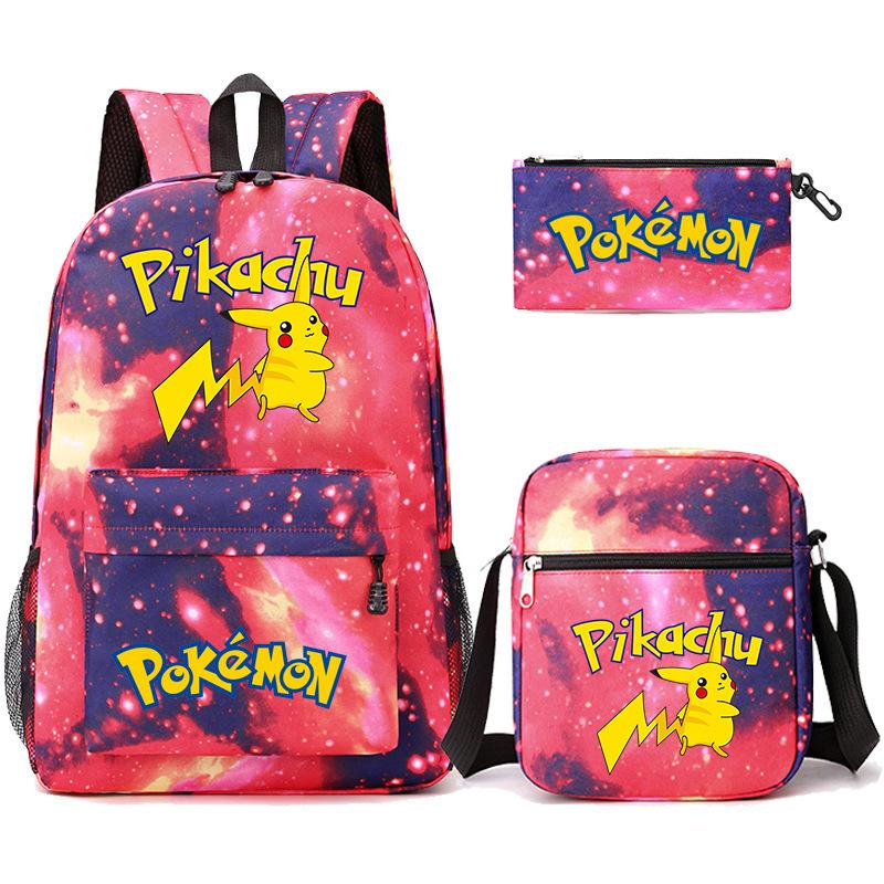 Backpack Teen Student School Bag Three-piece Pencil Case Crossbody Bag