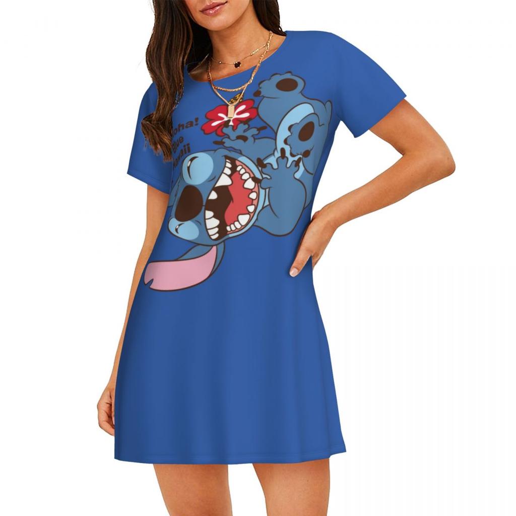 Casual Loose Crew Neck Women's Fashion Print Casual Dresses
