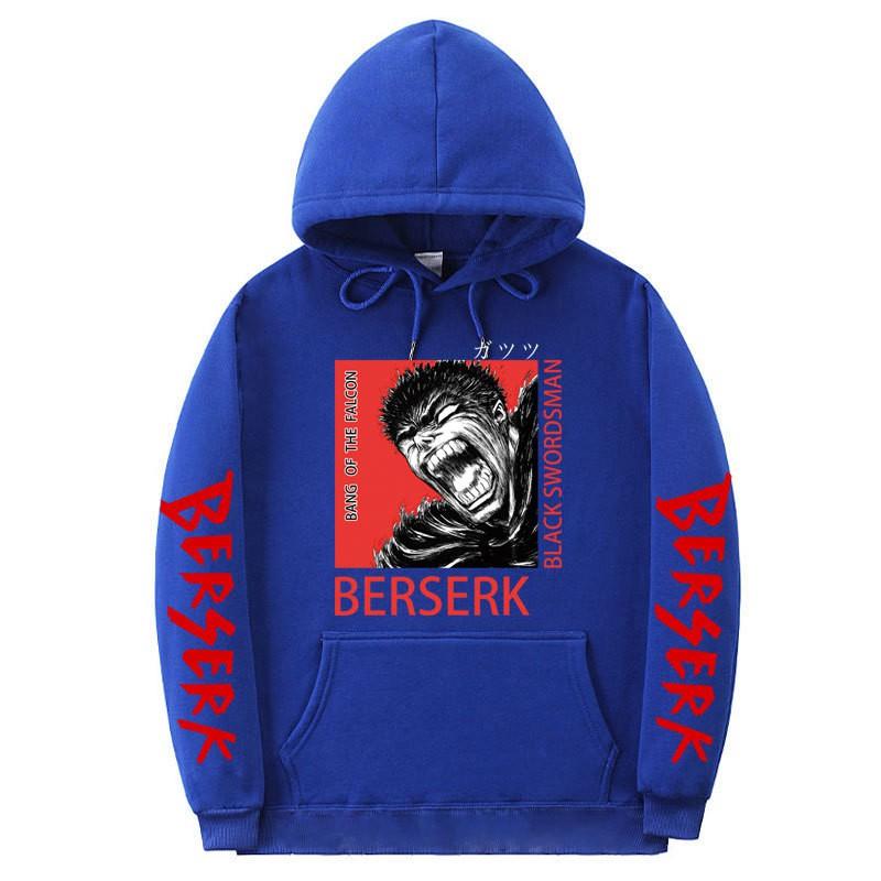 Berserk Anime Hooded Fleece Sweatshirt Men Women Loose Fit Streetwear Pullover Casual Sportswear